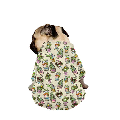 Cute Cartoon Cactus Pattern Print Dog Zip Up Jacket