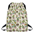 Cute Cartoon Cactus Pattern Print Drawstring Backpack