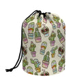 Cute Cartoon Cactus Pattern Print Drawstring Makeup Bag