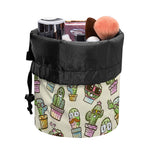 Cute Cartoon Cactus Pattern Print Drawstring Makeup Bag