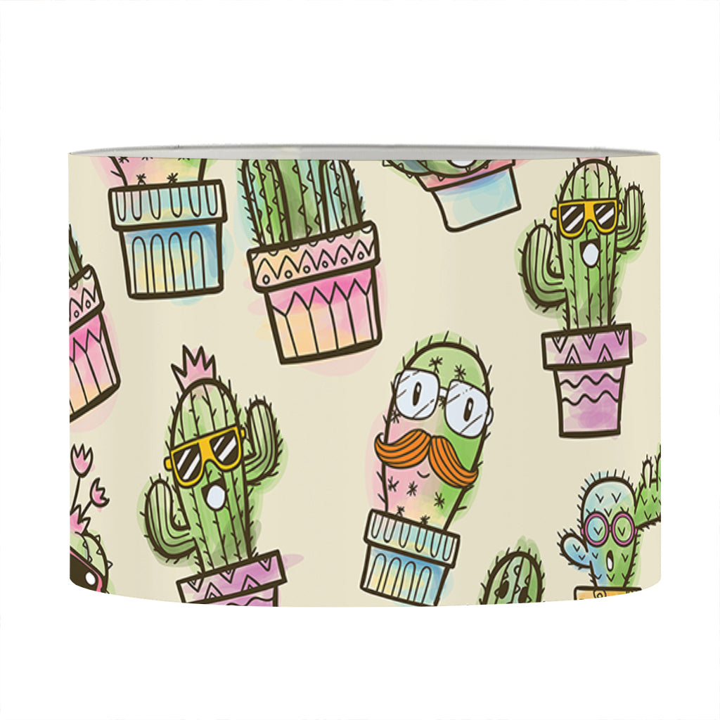 Cute Cartoon Cactus Pattern Print Drum Lamp Shade