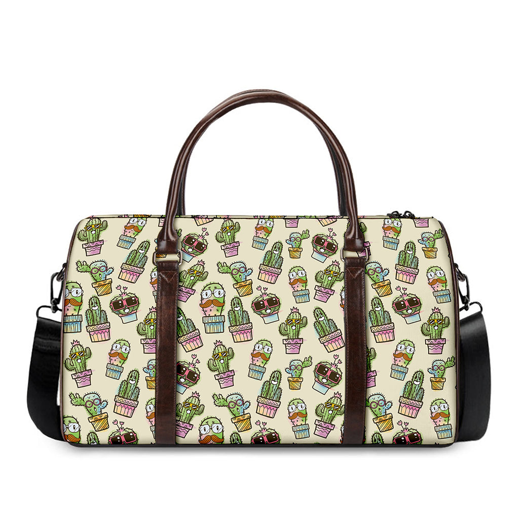 Cute Cartoon Cactus Pattern Print Duffle Bag