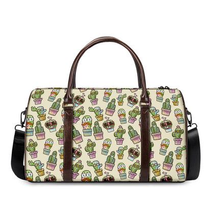 Cute Cartoon Cactus Pattern Print Duffle Bag