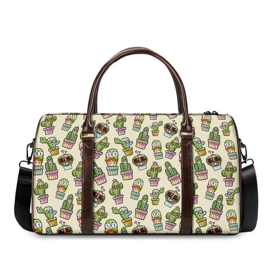 Cute Cartoon Cactus Pattern Print Duffle Bag