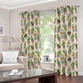 Cute Cartoon Cactus Pattern Print Extra Wide Grommet Curtains
