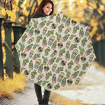 Cute Cartoon Cactus Pattern Print Foldable Umbrella