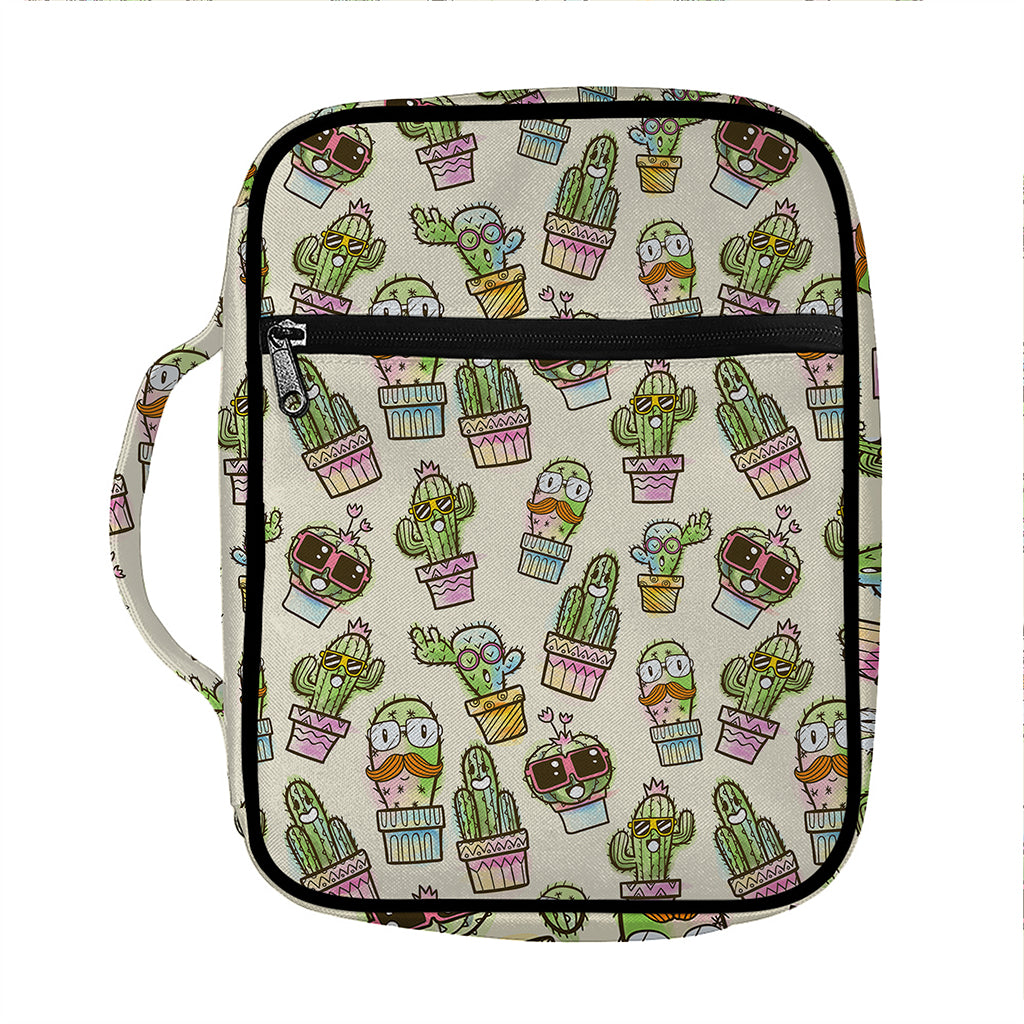 Cute Cartoon Cactus Pattern Print Front Pocket Bible Bag
