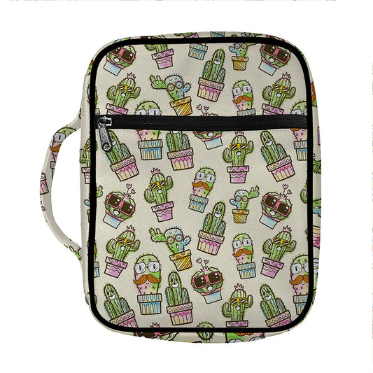 Cute Cartoon Cactus Pattern Print Front Pocket Bible Bag