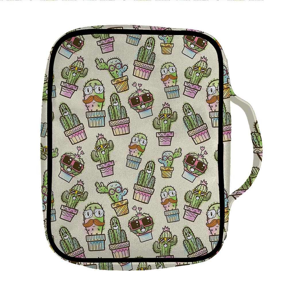 Cute Cartoon Cactus Pattern Print Front Pocket Bible Bag