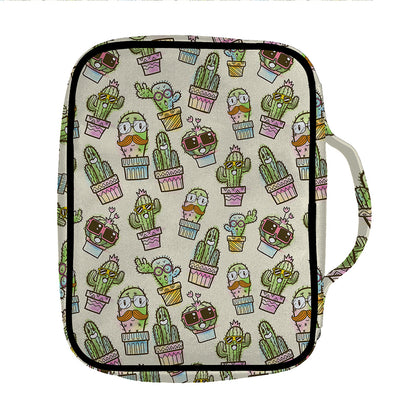 Cute Cartoon Cactus Pattern Print Front Pocket Bible Bag
