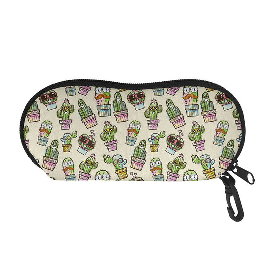 Cute Cartoon Cactus Pattern Print Glasses Case