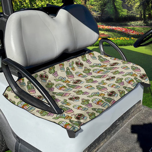 Cute Cartoon Cactus Pattern Print Golf Cart Seat Cover