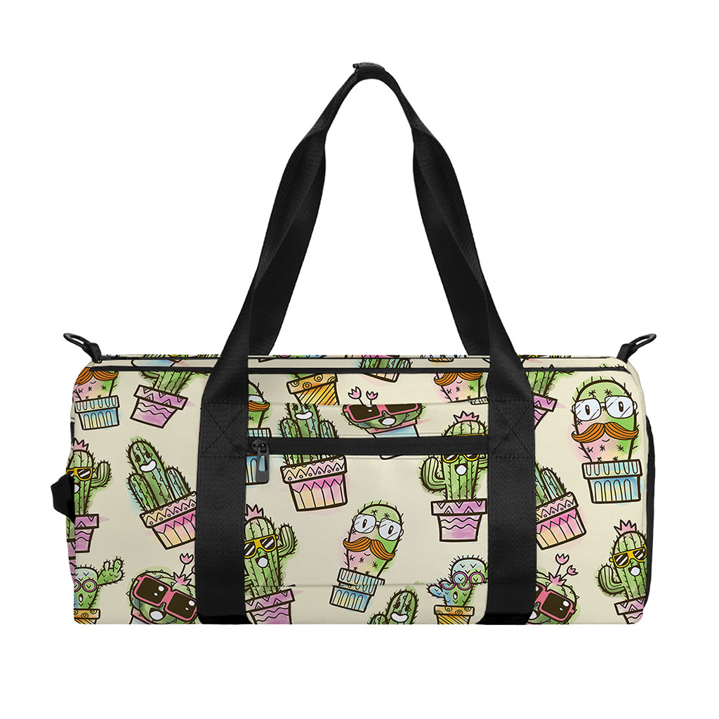 Cute Cartoon Cactus Pattern Print Gym Bag