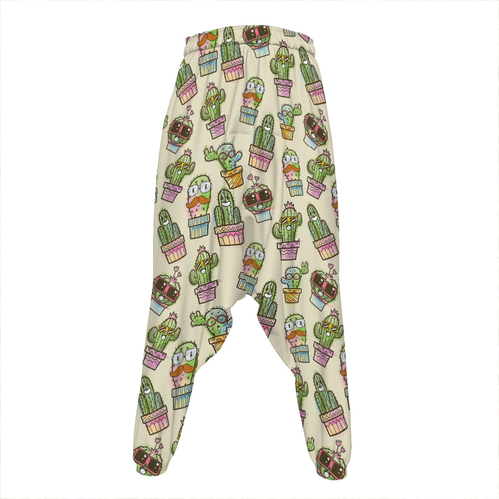 Cute Cartoon Cactus Pattern Print Hammer Pants