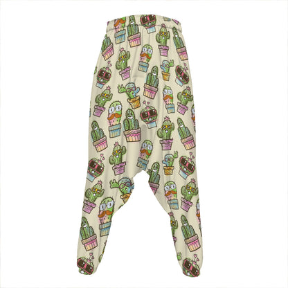 Cute Cartoon Cactus Pattern Print Hammer Pants
