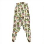 Cute Cartoon Cactus Pattern Print Hammer Pants