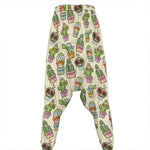Cute Cartoon Cactus Pattern Print Hammer Pants
