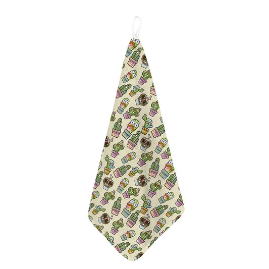Cute Cartoon Cactus Pattern Print Hand Towel