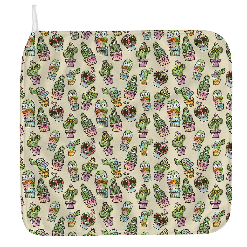 Cute Cartoon Cactus Pattern Print Hand Towel