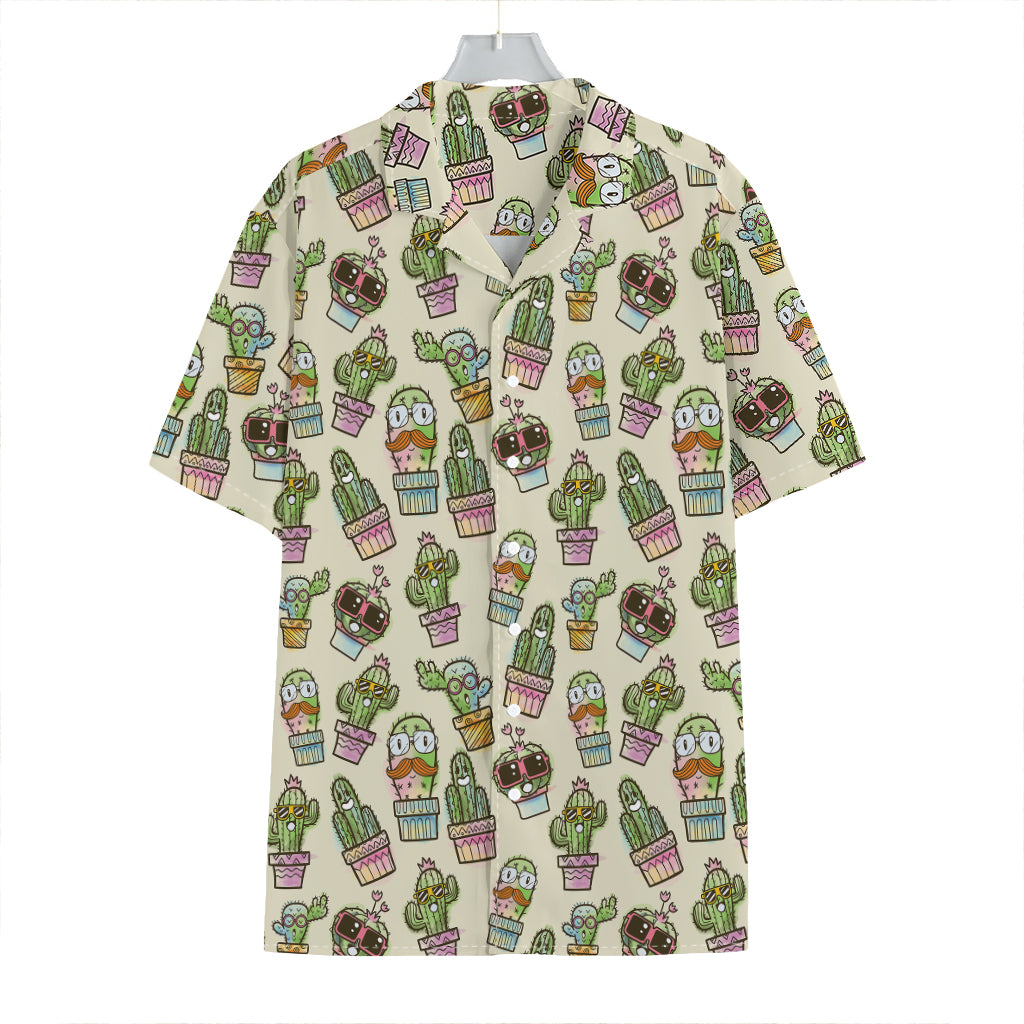Cute Cartoon Cactus Pattern Print Hawaiian Shirt