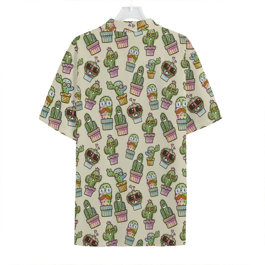 Cute Cartoon Cactus Pattern Print Hawaiian Shirt