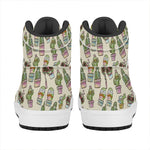 Cute Cartoon Cactus Pattern Print High Top Leather Sneakers