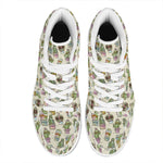 Cute Cartoon Cactus Pattern Print High Top Leather Sneakers