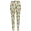 Cute Cartoon Cactus Pattern Print High-Waisted Pocket Leggings