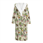 Cute Cartoon Cactus Pattern Print Hooded Bathrobe