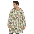Cute Cartoon Cactus Pattern Print Hoodie Blanket