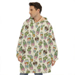 Cute Cartoon Cactus Pattern Print Hoodie Blanket
