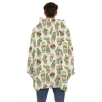 Cute Cartoon Cactus Pattern Print Hoodie Blanket