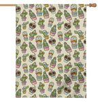 Cute Cartoon Cactus Pattern Print House Flag