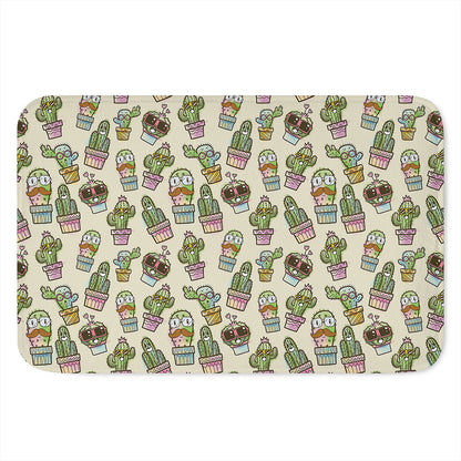 Cute Cartoon Cactus Pattern Print Indoor Door Mat