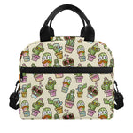 Cute Cartoon Cactus Pattern Print Insulated Lunch Bag