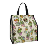 Cute Cartoon Cactus Pattern Print Insulated Lunch Tote