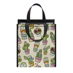 Cute Cartoon Cactus Pattern Print Insulated Lunch Tote