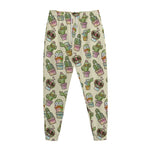 Cute Cartoon Cactus Pattern Print Jogger Pants