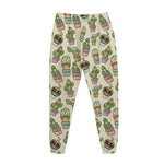 Cute Cartoon Cactus Pattern Print Jogger Pants