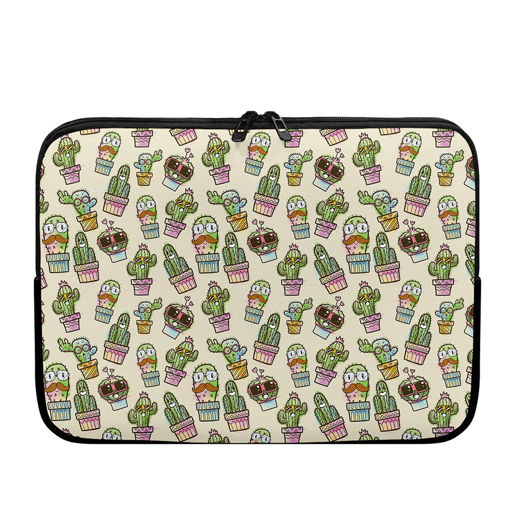 Cute Cartoon Cactus Pattern Print Laptop Sleeve