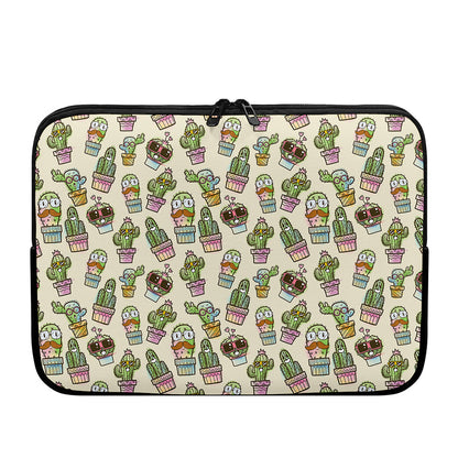 Cute Cartoon Cactus Pattern Print Laptop Sleeve