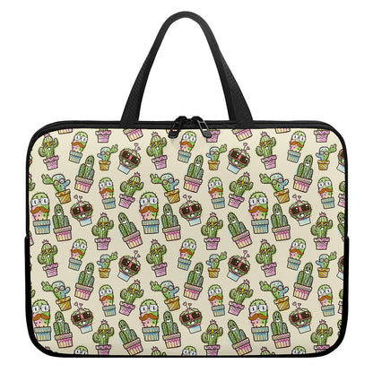 Cute Cartoon Cactus Pattern Print Laptop Sleeve With Handle