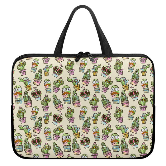 Cute Cartoon Cactus Pattern Print Laptop Sleeve With Handle