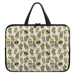 Cute Cartoon Cactus Pattern Print Laptop Sleeve With Handle