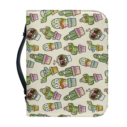 Cute Cartoon Cactus Pattern Print Leather Bible Cover