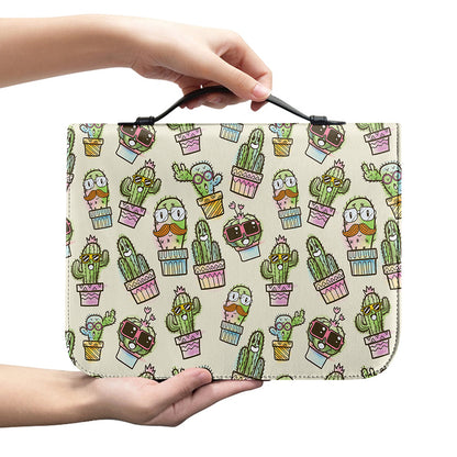 Cute Cartoon Cactus Pattern Print Leather Bible Cover