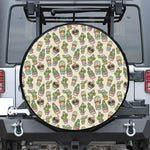 Cute Cartoon Cactus Pattern Print Leather Spare Tire Cover