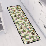Cute Cartoon Cactus Pattern Print Long Kitchen Mat