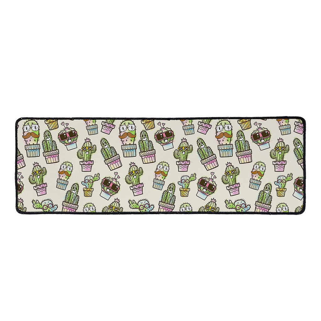 Cute Cartoon Cactus Pattern Print Long Kitchen Mat