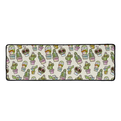 Cute Cartoon Cactus Pattern Print Long Kitchen Mat